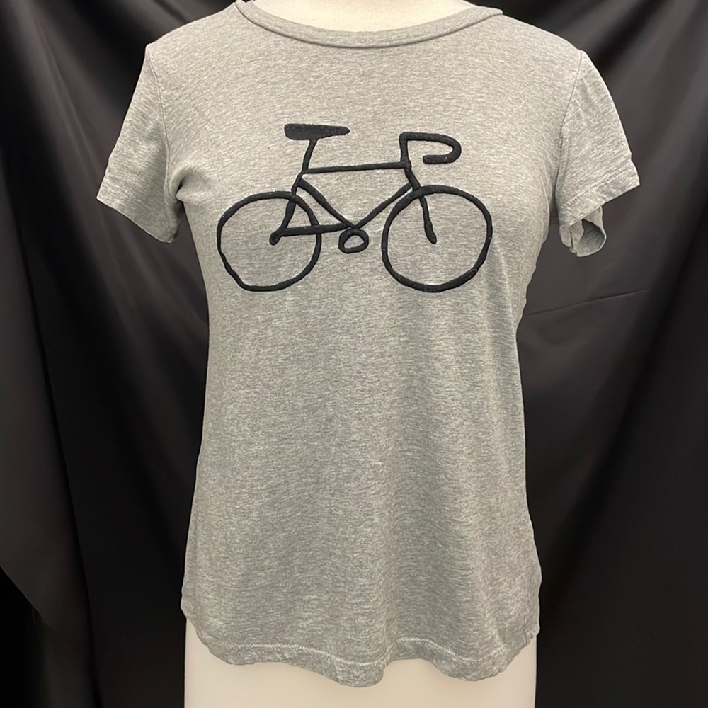 Grey French Connection Tee W/ Embroidered Bicycle